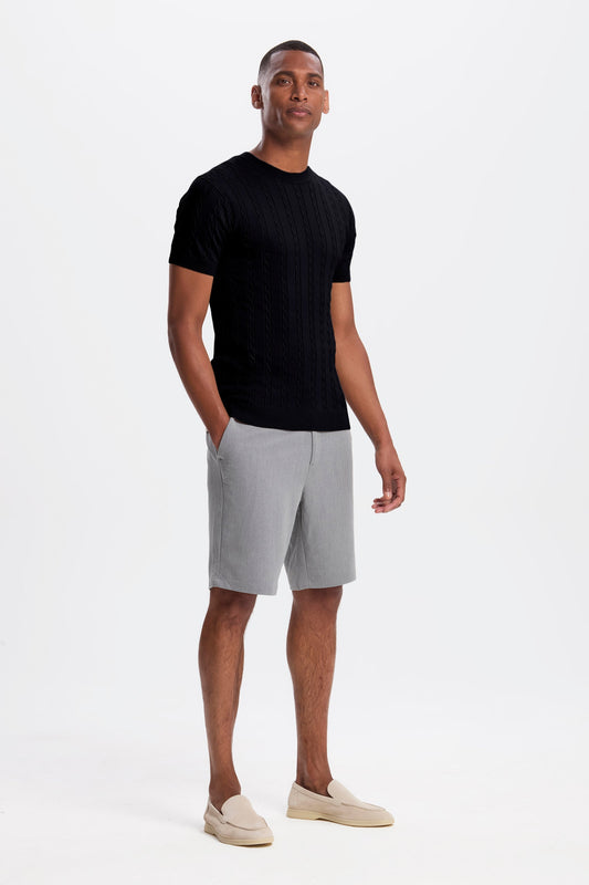 THE CABLE SHORT SLEEVE T-SHIRT - Black